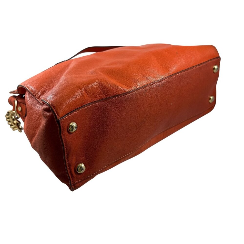Michael Kors Large Hamilton Purse Hobo Bag North South Orange Leather Tote - Picture 7 of 9